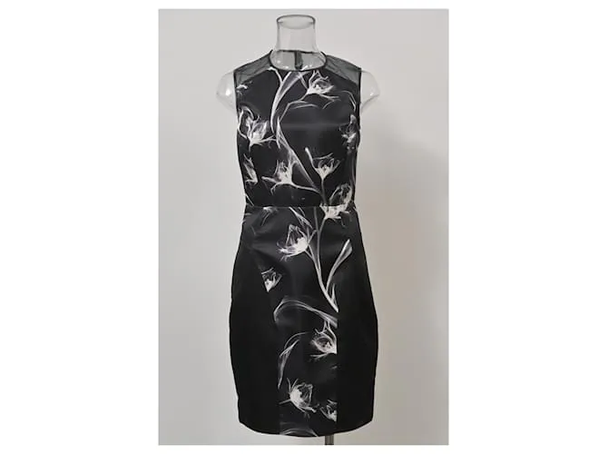 VESTIDO SHEATH CON ESTAMPADO FLORAL XRAY DE JASON WU EN SEDA NEGRA 