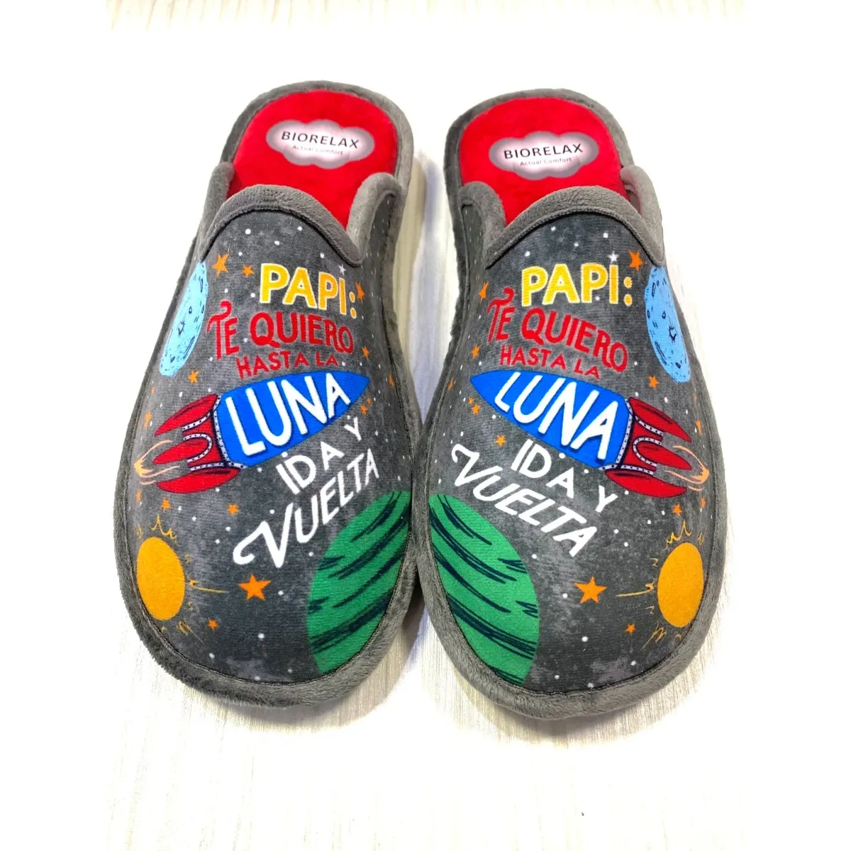 Zapatilla de casa Biorelax rebaja papa te quiero gris Bio1435