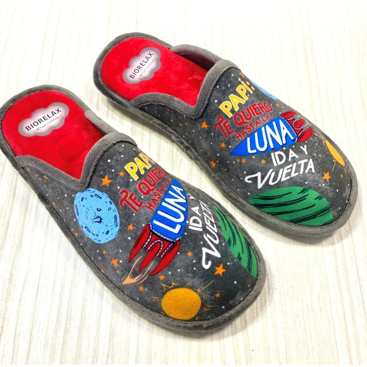 Zapatilla de casa Biorelax rebaja papa te quiero gris Bio1435