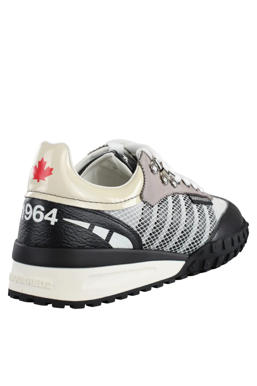 Zapatillas blancas y grises con lineas grises