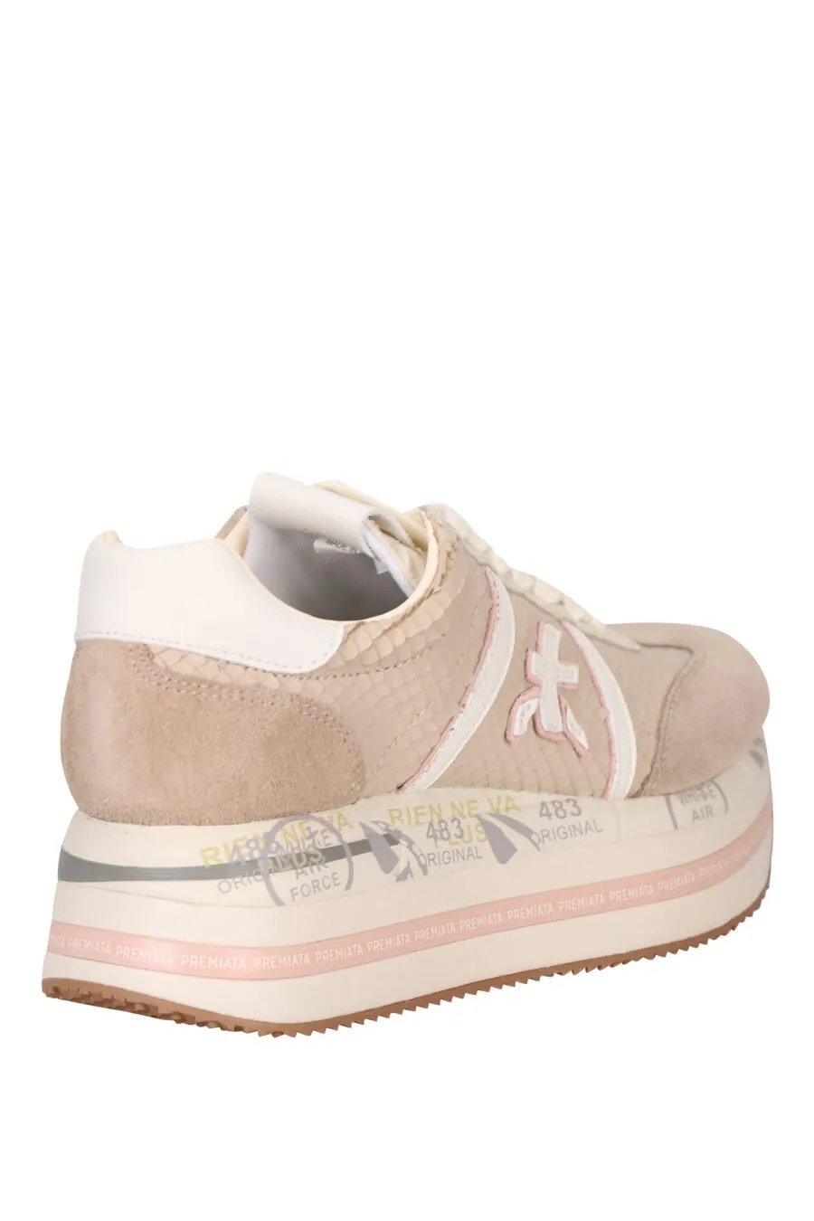 Zapatillas de plataforma beige con logo en blanco 