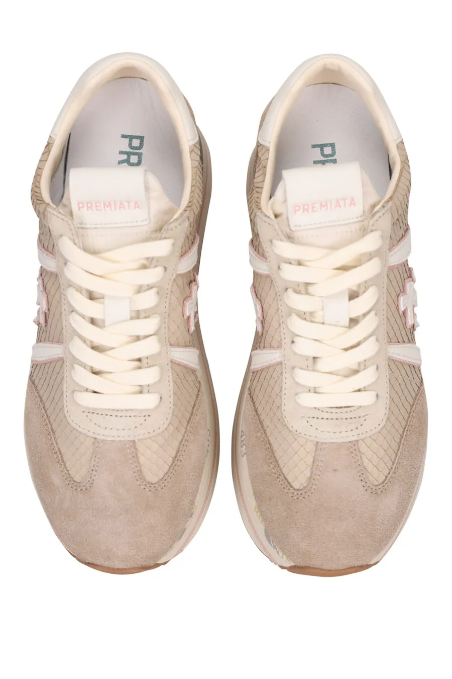 Zapatillas de plataforma beige con logo en blanco 