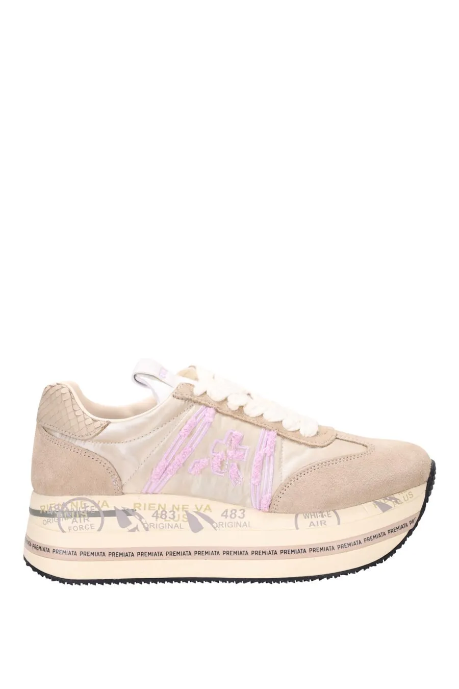 Zapatillas de plataforma beige con marrón 
