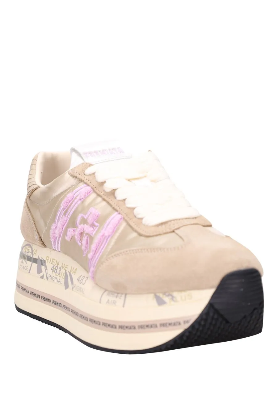 Zapatillas de plataforma beige con marrón 