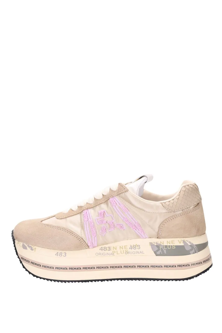 Zapatillas de plataforma beige con marrón 