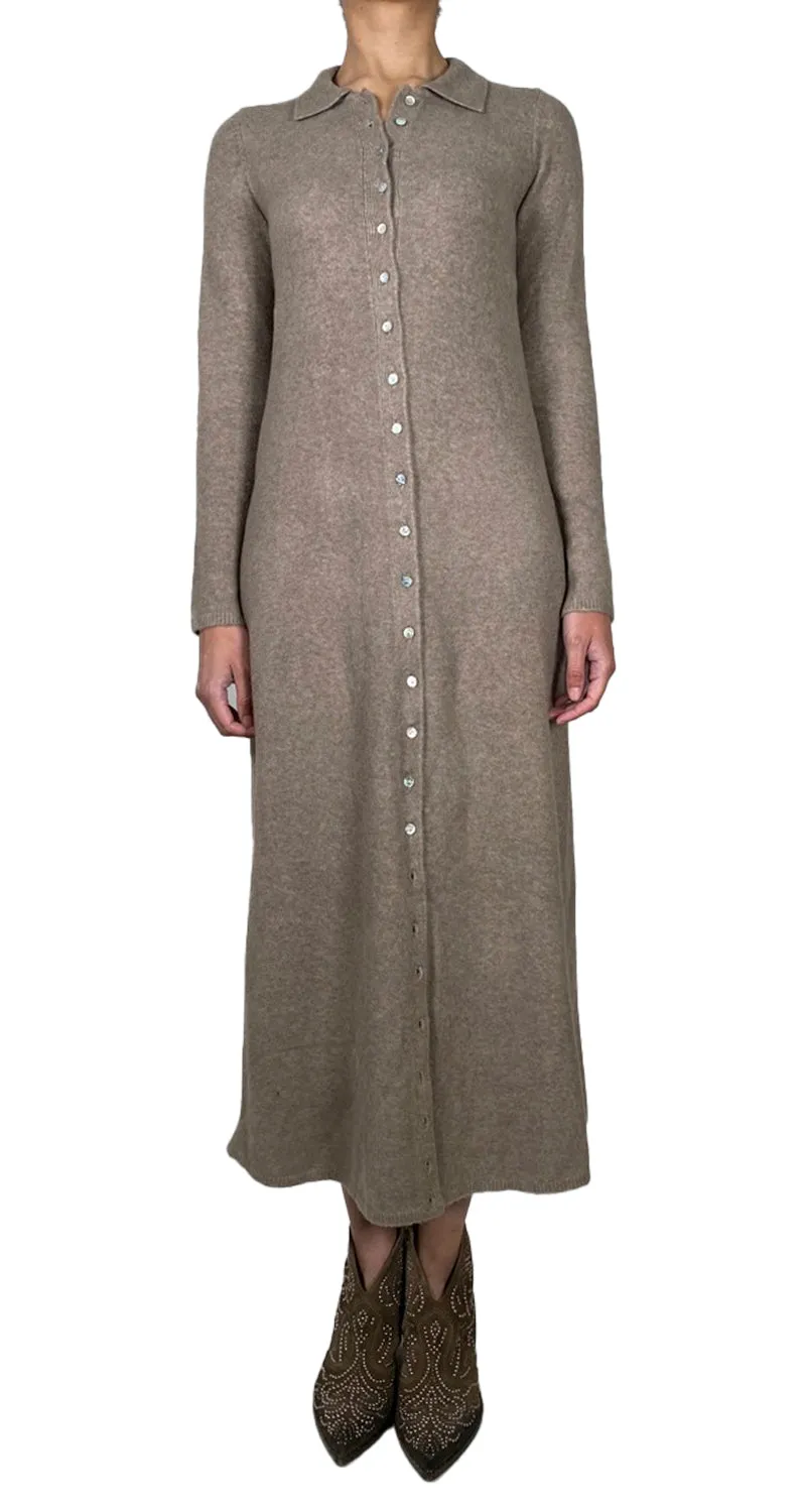 ZARA Vestido Camisero tejido Café