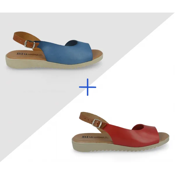 ♥PACKS SANDALIAS PLANAS MUJER MOD. MAREA ROJO Y AZUL